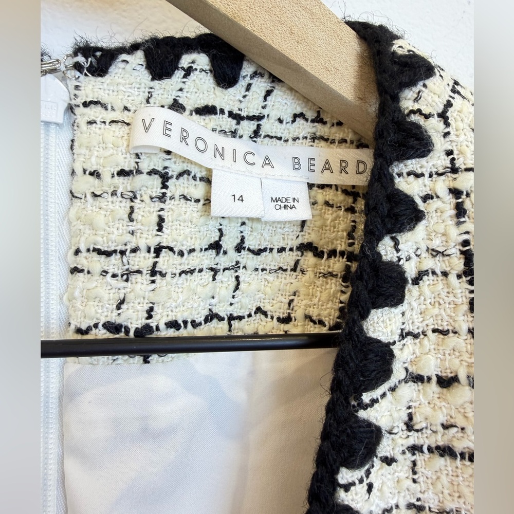 Veronica Beard Palatine Tweed Mini Dress White Black Sz 14 - Picture 4 of 11